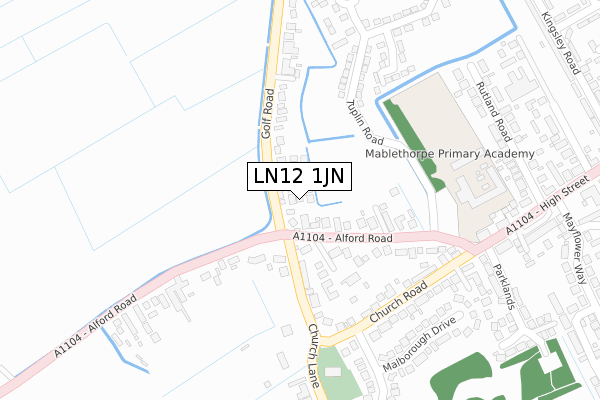 LN12 1JN map - large scale - OS Open Zoomstack (Ordnance Survey)