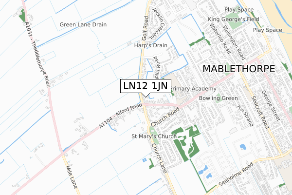 LN12 1JN map - small scale - OS Open Zoomstack (Ordnance Survey)