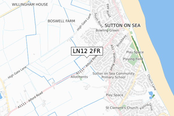 LN12 2FR map - small scale - OS Open Zoomstack (Ordnance Survey)