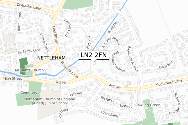 LN2 2FN map - large scale - OS Open Zoomstack (Ordnance Survey)