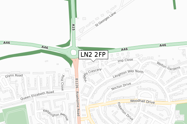 LN2 2FP map - large scale - OS Open Zoomstack (Ordnance Survey)