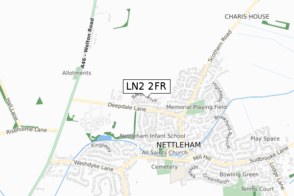 LN2 2FR map - small scale - OS Open Zoomstack (Ordnance Survey)