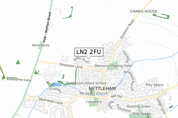 LN2 2FU map - small scale - OS Open Zoomstack (Ordnance Survey)