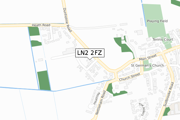 LN2 2FZ map - large scale - OS Open Zoomstack (Ordnance Survey)