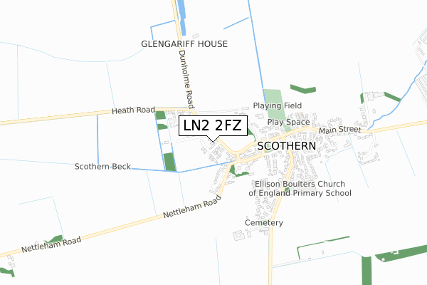 LN2 2FZ map - small scale - OS Open Zoomstack (Ordnance Survey)