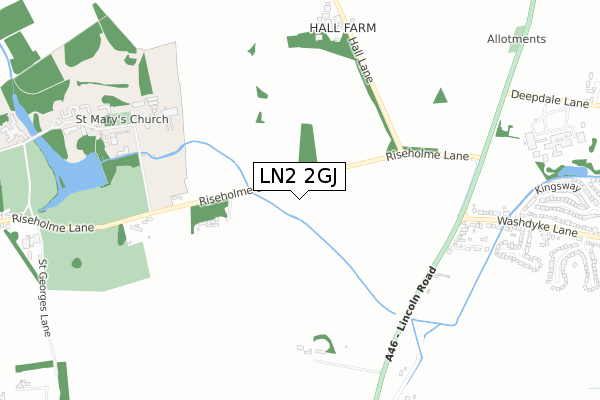 LN2 2GJ map - small scale - OS Open Zoomstack (Ordnance Survey)