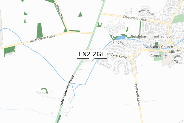 LN2 2GL map - small scale - OS Open Zoomstack (Ordnance Survey)
