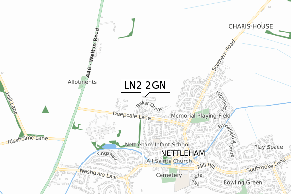 LN2 2GN map - small scale - OS Open Zoomstack (Ordnance Survey)