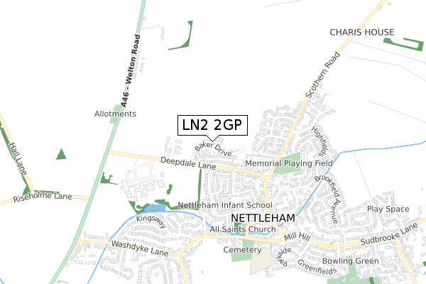 LN2 2GP map - small scale - OS Open Zoomstack (Ordnance Survey)