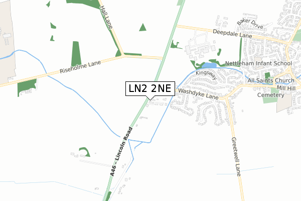 LN2 2NE map - small scale - OS Open Zoomstack (Ordnance Survey)