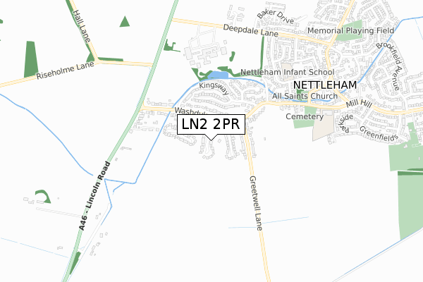 LN2 2PR map - small scale - OS Open Zoomstack (Ordnance Survey)