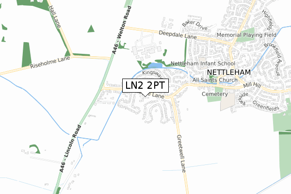 LN2 2PT map - small scale - OS Open Zoomstack (Ordnance Survey)