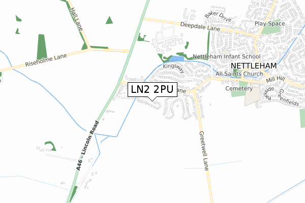 LN2 2PU map - small scale - OS Open Zoomstack (Ordnance Survey)