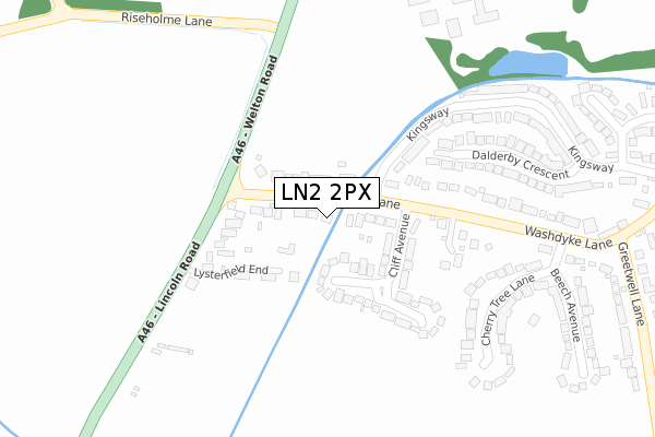 LN2 2PX map - large scale - OS Open Zoomstack (Ordnance Survey)