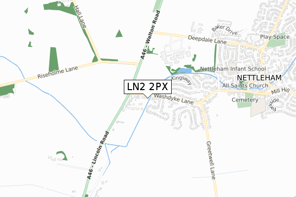 LN2 2PX map - small scale - OS Open Zoomstack (Ordnance Survey)