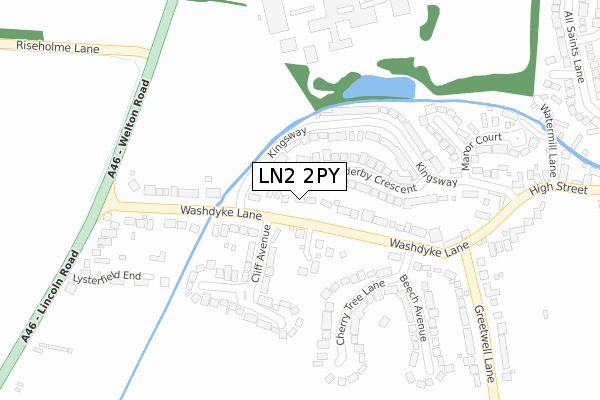LN2 2PY map - large scale - OS Open Zoomstack (Ordnance Survey)