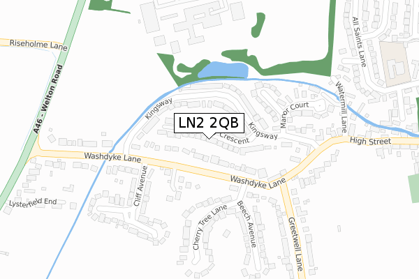 LN2 2QB map - large scale - OS Open Zoomstack (Ordnance Survey)