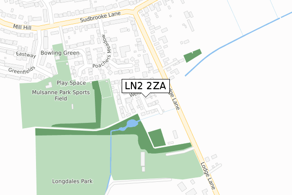 LN2 2ZA map - large scale - OS Open Zoomstack (Ordnance Survey)