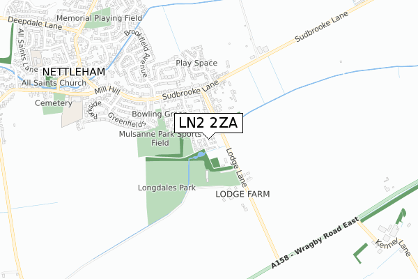 LN2 2ZA map - small scale - OS Open Zoomstack (Ordnance Survey)