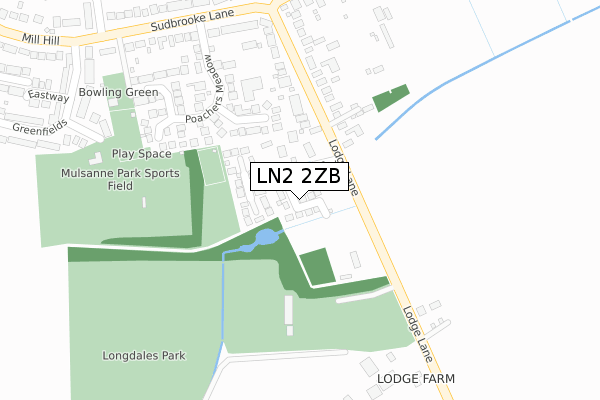 LN2 2ZB map - large scale - OS Open Zoomstack (Ordnance Survey)