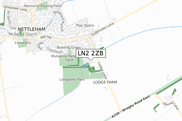 LN2 2ZB map - small scale - OS Open Zoomstack (Ordnance Survey)