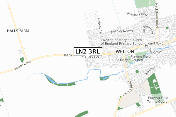 LN2 3RL map - small scale - OS Open Zoomstack (Ordnance Survey)
