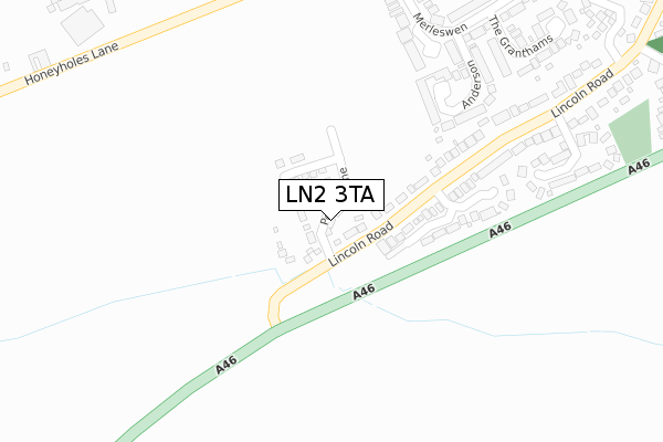 LN2 3TA map - large scale - OS Open Zoomstack (Ordnance Survey)