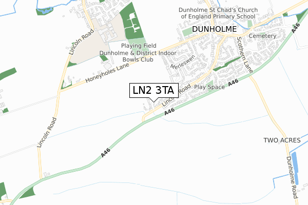 LN2 3TA map - small scale - OS Open Zoomstack (Ordnance Survey)