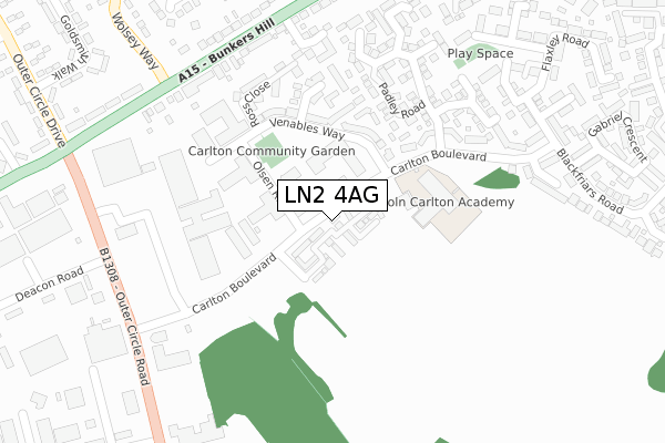 LN2 4AG map - large scale - OS Open Zoomstack (Ordnance Survey)