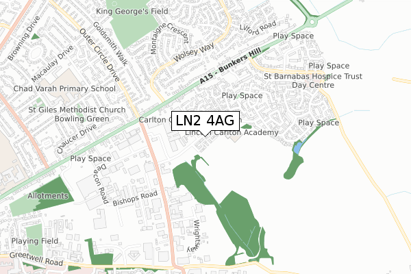 LN2 4AG map - small scale - OS Open Zoomstack (Ordnance Survey)