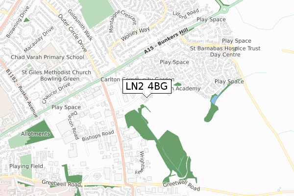 LN2 4BG map - small scale - OS Open Zoomstack (Ordnance Survey)