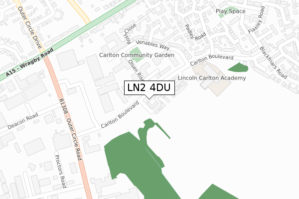 LN2 4DU map - large scale - OS Open Zoomstack (Ordnance Survey)