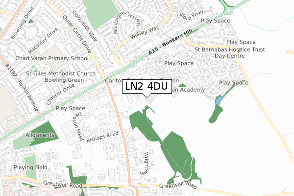 LN2 4DU map - small scale - OS Open Zoomstack (Ordnance Survey)