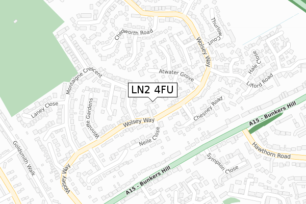 LN2 4FU map - large scale - OS Open Zoomstack (Ordnance Survey)