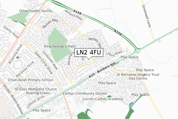 LN2 4FU map - small scale - OS Open Zoomstack (Ordnance Survey)