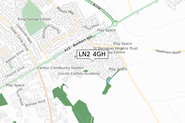 LN2 4GH map - small scale - OS Open Zoomstack (Ordnance Survey)