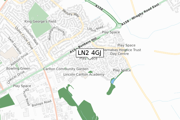 LN2 4GJ map - small scale - OS Open Zoomstack (Ordnance Survey)