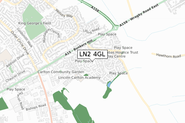 LN2 4GL map - small scale - OS Open Zoomstack (Ordnance Survey)