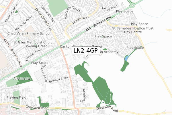 LN2 4GP map - small scale - OS Open Zoomstack (Ordnance Survey)