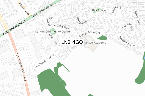 LN2 4GQ map - large scale - OS Open Zoomstack (Ordnance Survey)