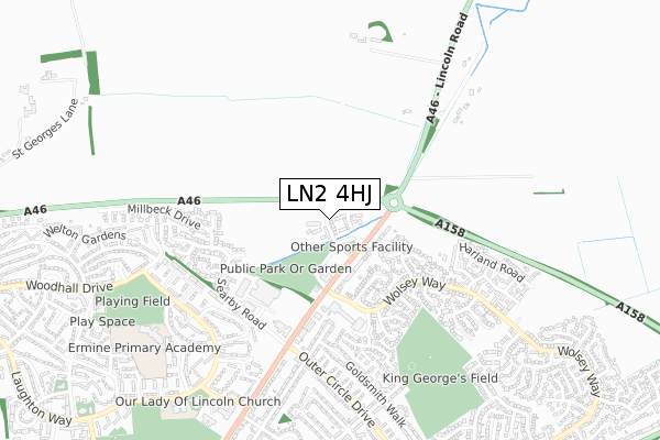 LN2 4HJ map - small scale - OS Open Zoomstack (Ordnance Survey) LN2 4HJ map - small scale - OS Open Zoomstack (Ordnance Survey)
