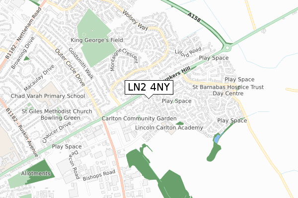 LN2 4NY map - small scale - OS Open Zoomstack (Ordnance Survey)