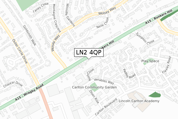 LN2 4QP map - large scale - OS Open Zoomstack (Ordnance Survey)