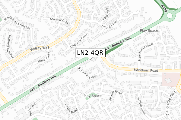 LN2 4QR map - large scale - OS Open Zoomstack (Ordnance Survey)