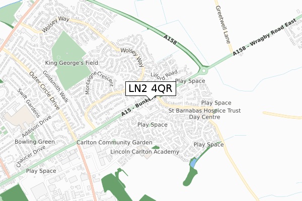 LN2 4QR map - small scale - OS Open Zoomstack (Ordnance Survey)