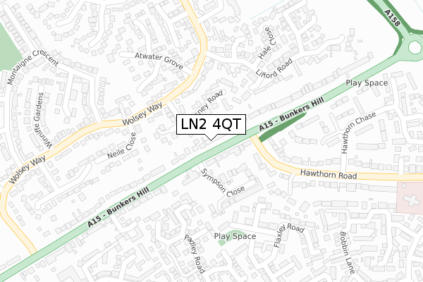 LN2 4QT map - large scale - OS Open Zoomstack (Ordnance Survey)