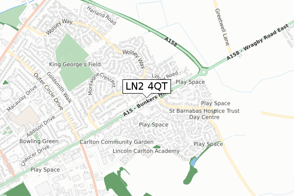 LN2 4QT map - small scale - OS Open Zoomstack (Ordnance Survey)