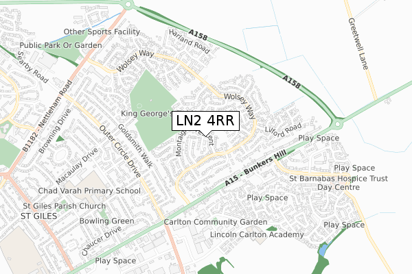 LN2 4RR map - small scale - OS Open Zoomstack (Ordnance Survey)