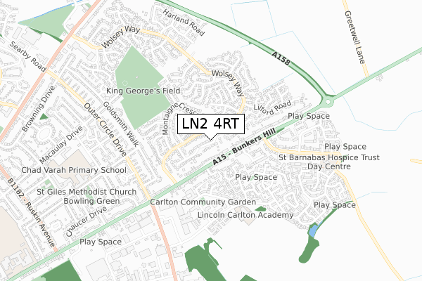 LN2 4RT map - small scale - OS Open Zoomstack (Ordnance Survey)