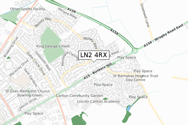 LN2 4RX map - small scale - OS Open Zoomstack (Ordnance Survey)